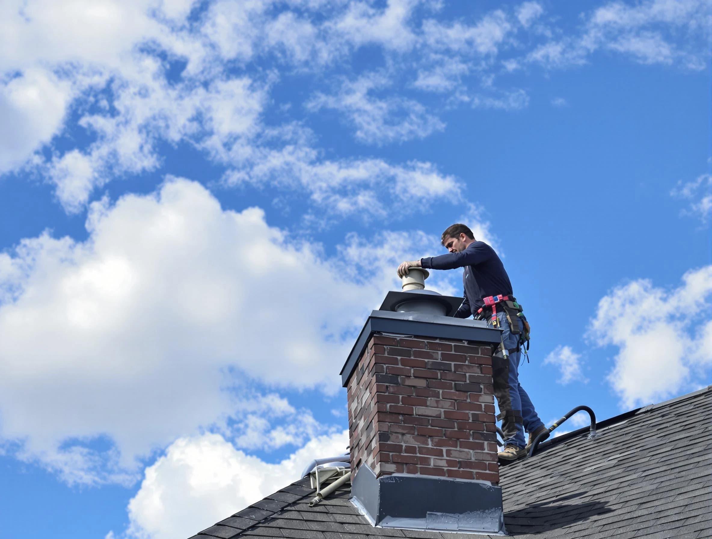 Ashland City Chimney Sweep installing a sturdy chimney cap in Ashland City, TN
