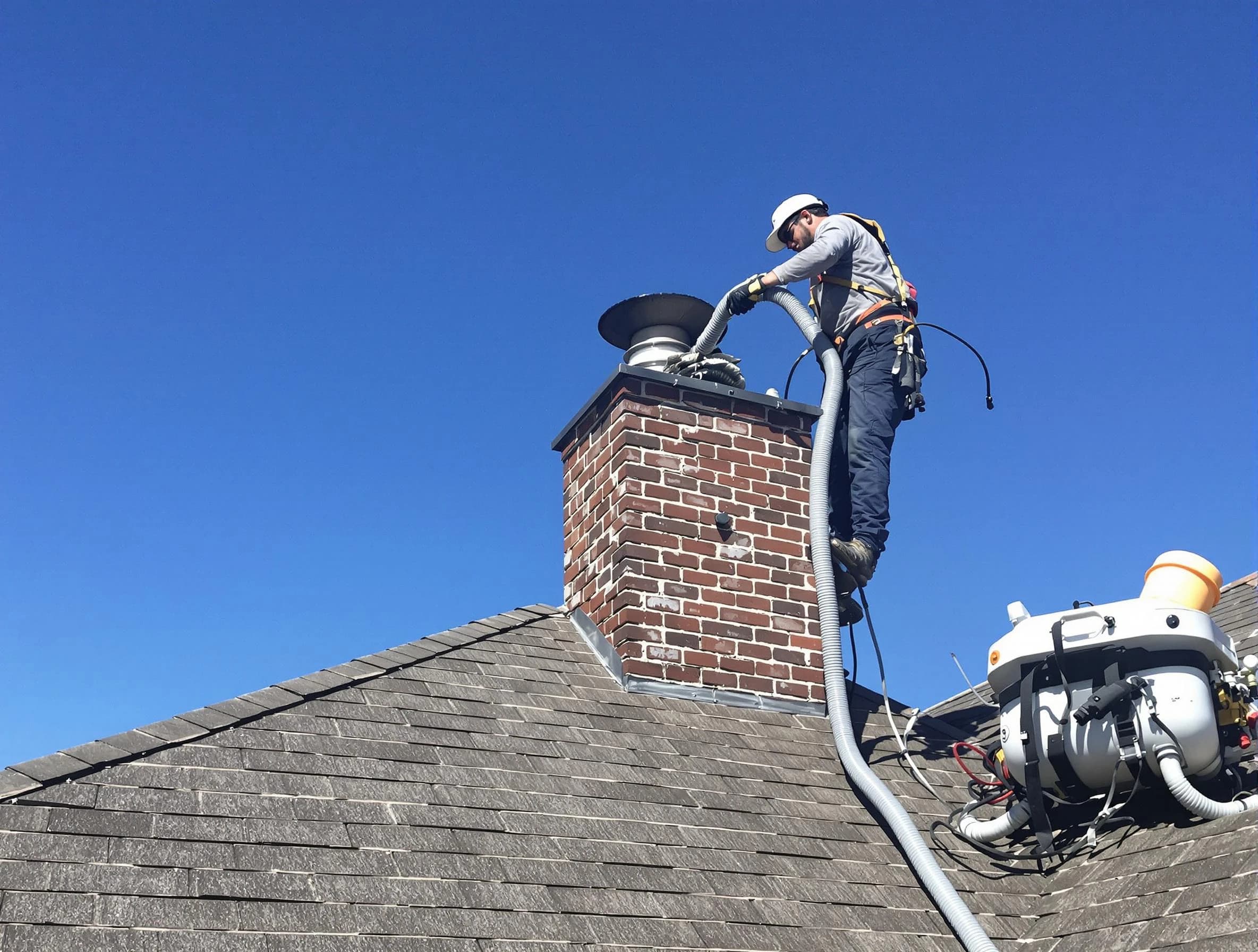 Dedicated Ashland City Chimney Sweep team member cleaning a chimney in Ashland City, TN