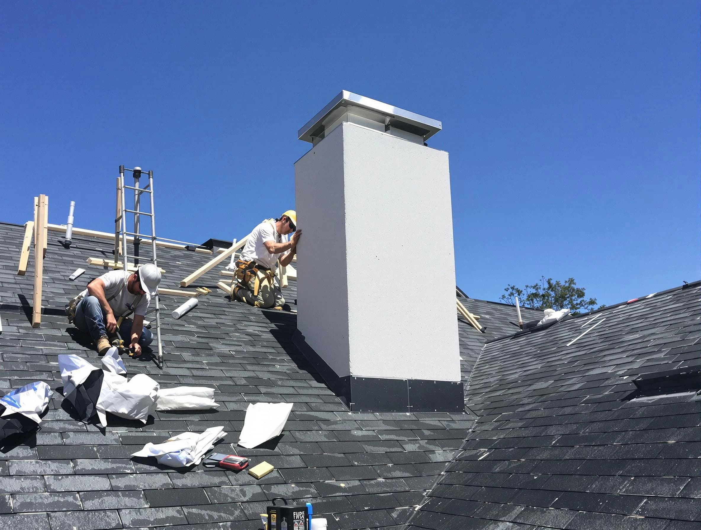 Ashland City Chimney Sweep crew installing a new chimney in Ashland City, TN