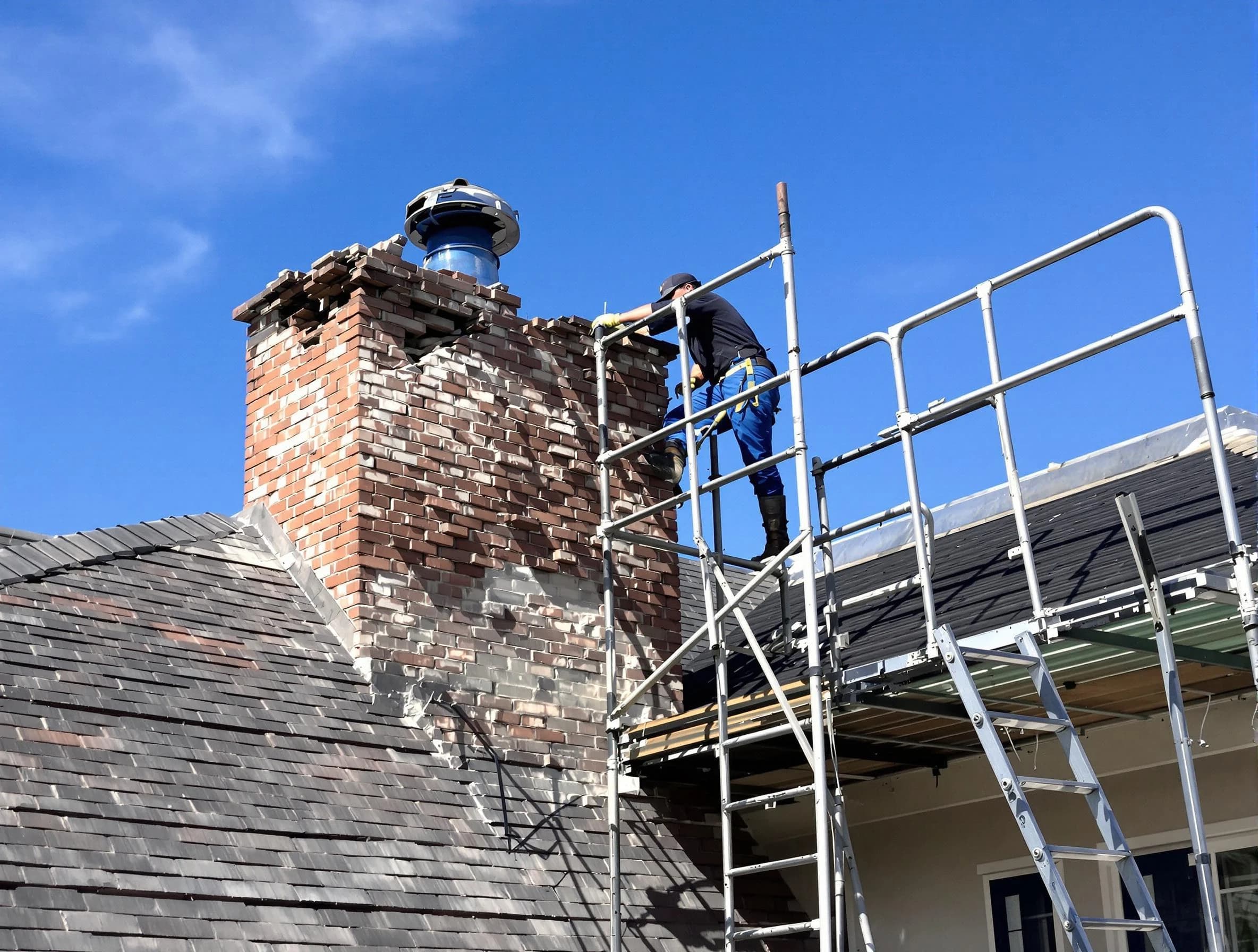 Rebuilding a chimney structure by Ashland City Chimney Sweep in Ashland City, TN