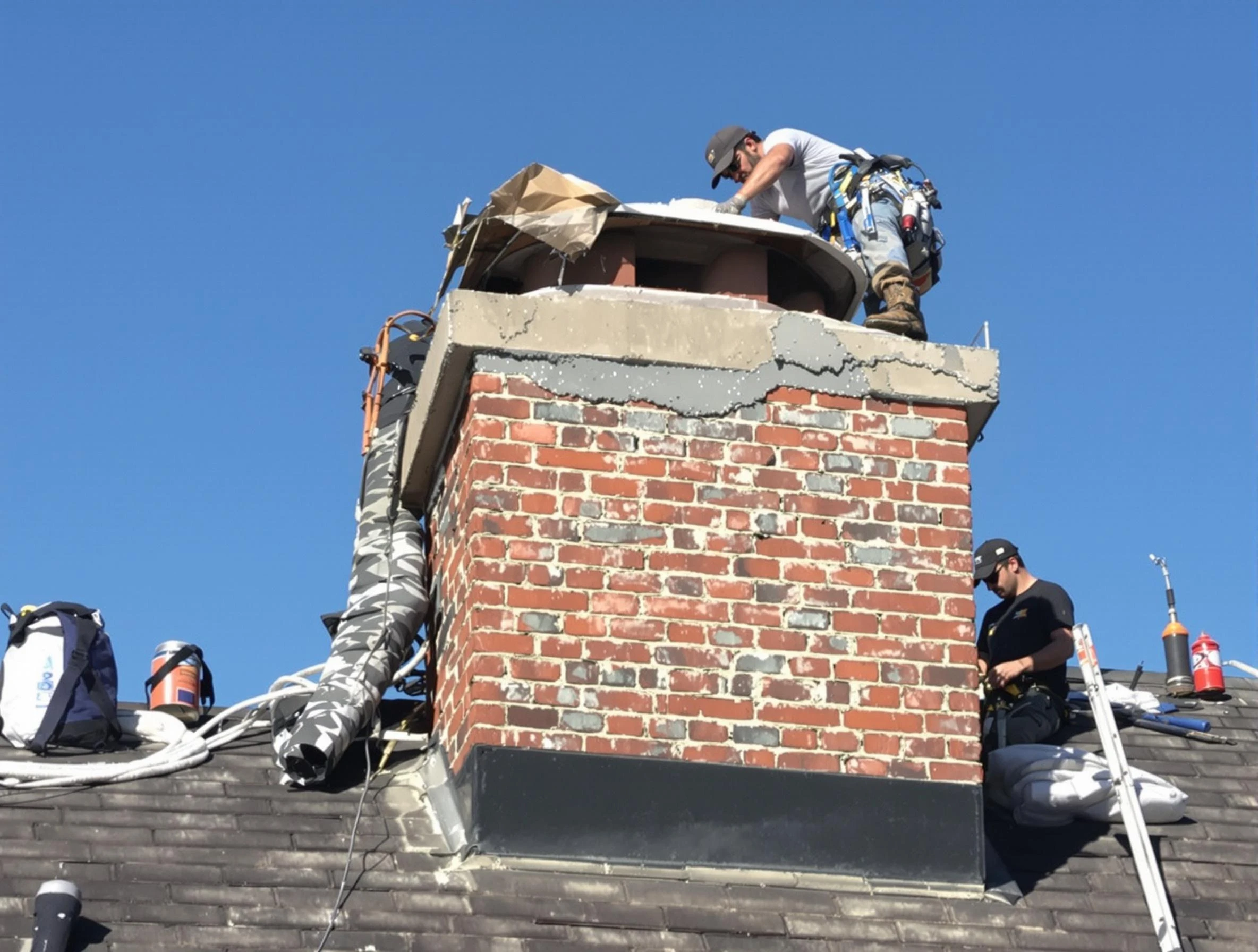 Ashland City Chimney Sweep installing a custom chimney crown in Ashland City, TN
