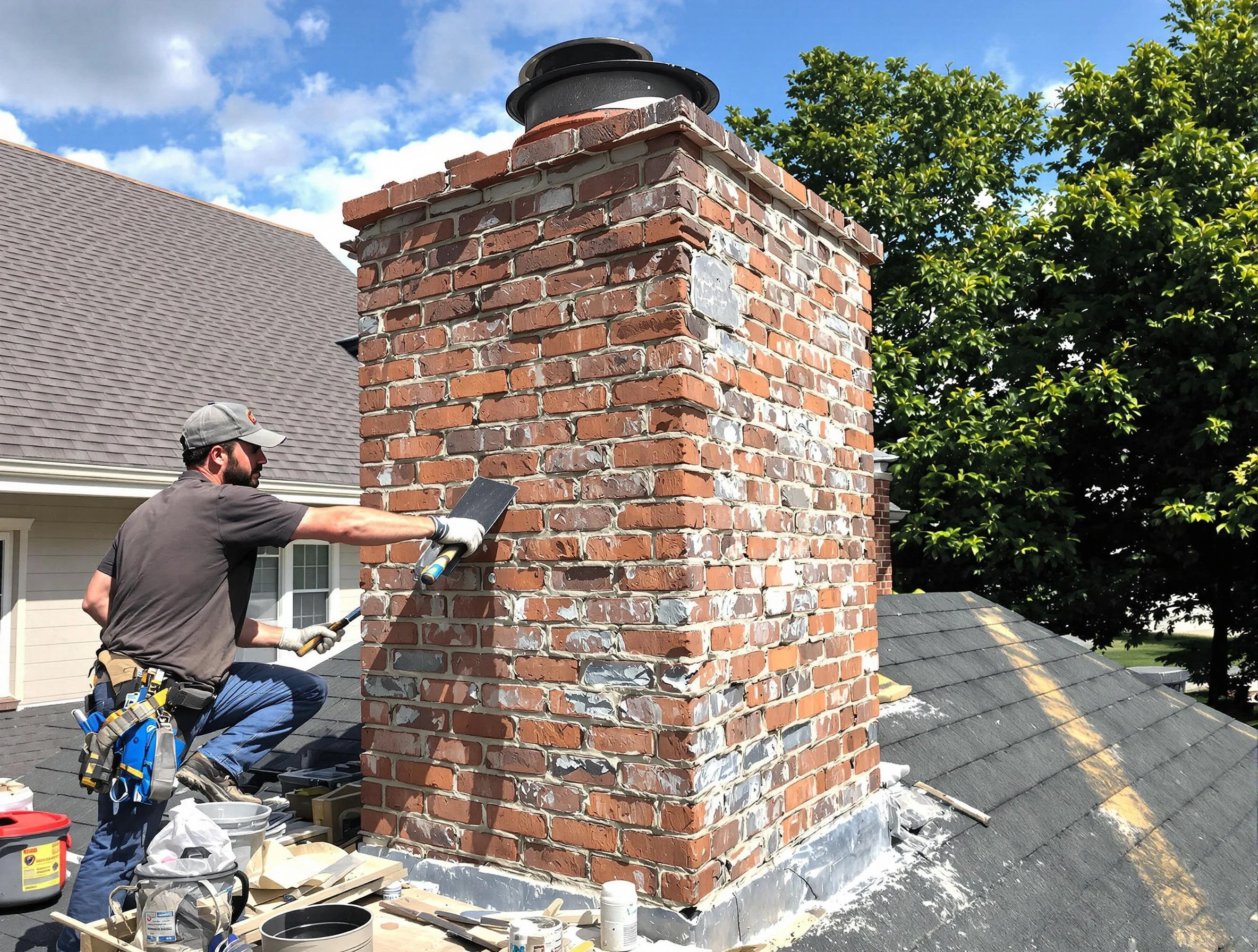 Completed chimney rebuild by Ashland City Chimney Sweep in Ashland City, TN