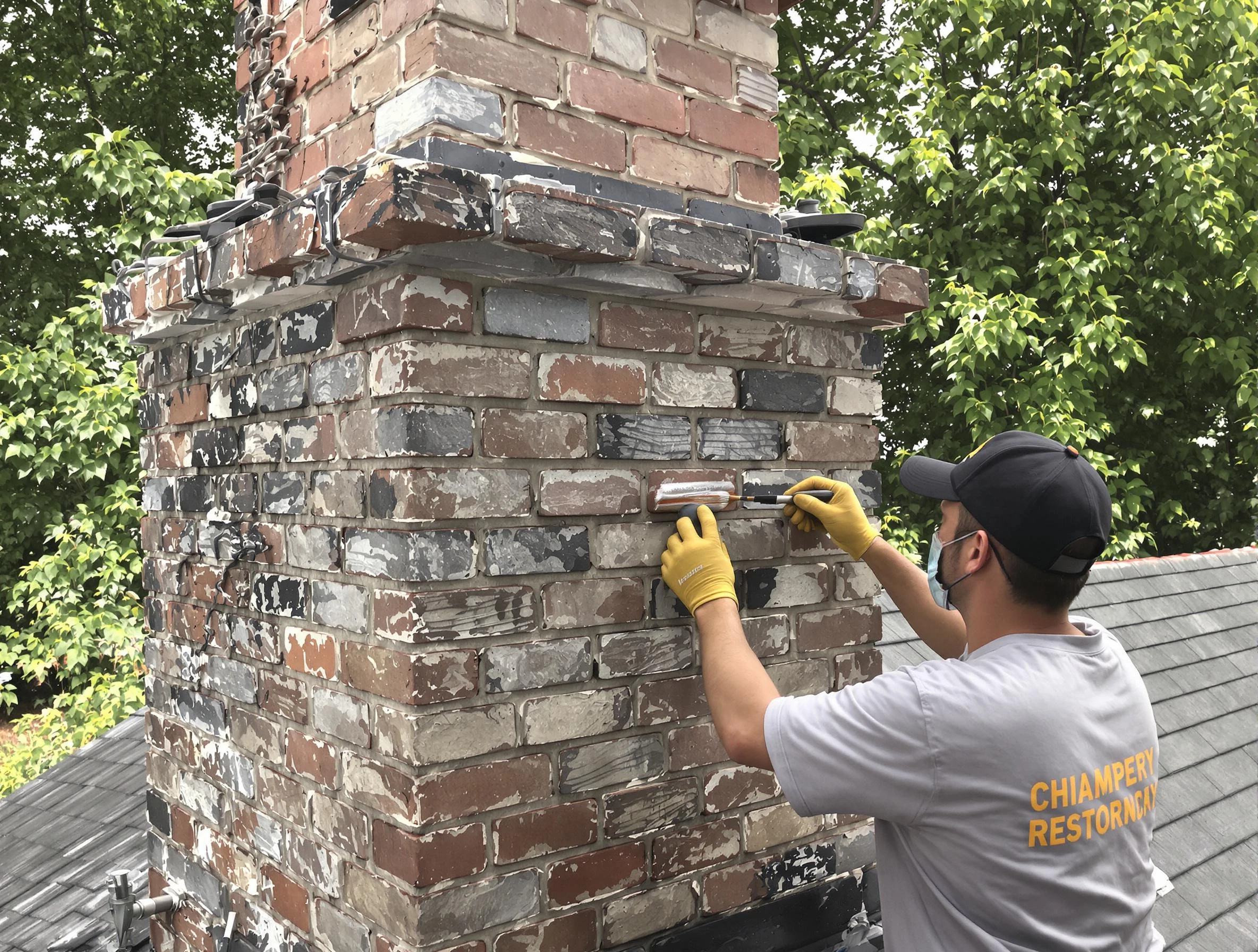 In-progress chimney restoration by Ashland City Chimney Sweep in Ashland City, TN
